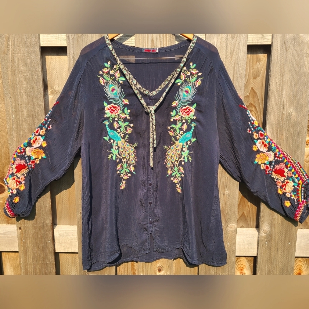 Johnny Was Tunic, Women's L, Blue